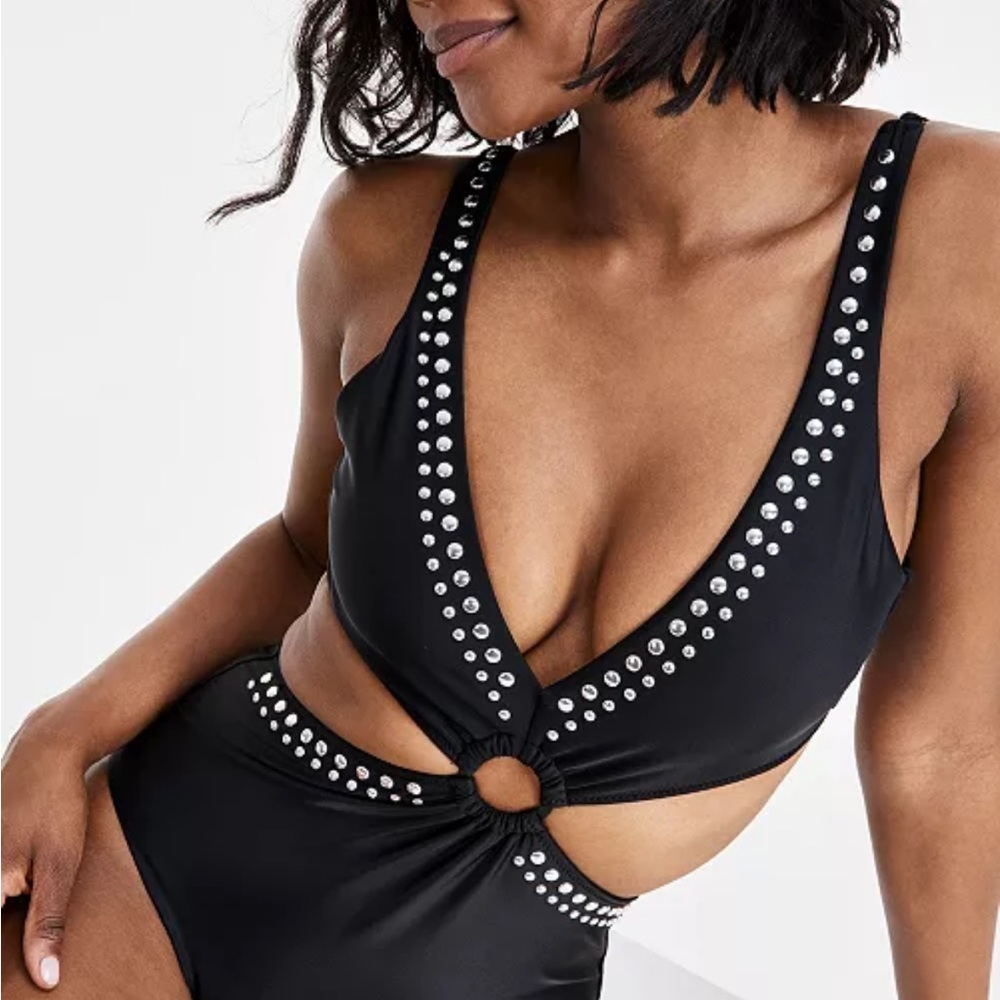 studded monokini with side cut-outs from Bar III®.